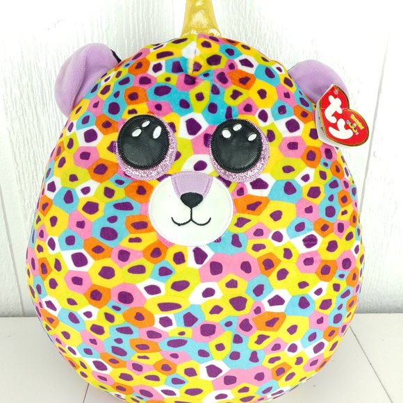 Ty Squish A Boos Giselle Plush 12" Stuffed Animal Rainbow Leopard Multicolor - Picture 1 of 9